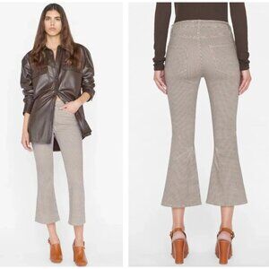 Frame Womens Le Crop Flare Camel Houndstooth Pants Jeans Size 26 Beige SP EXC